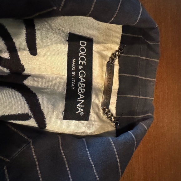 GUC DOLCE & GABBANA PINSTRIPE BUSINESS PANT SUIT BLACK TAN STRIPE SIZE 48 - Picture 3 of 12